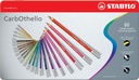 Premium Colouring Pencil - STABILO CarbOthello - Pastel Pencil - Tin of 60 - Assorted Colours including Sharpener, Kneaded Eraser and Blending Stump