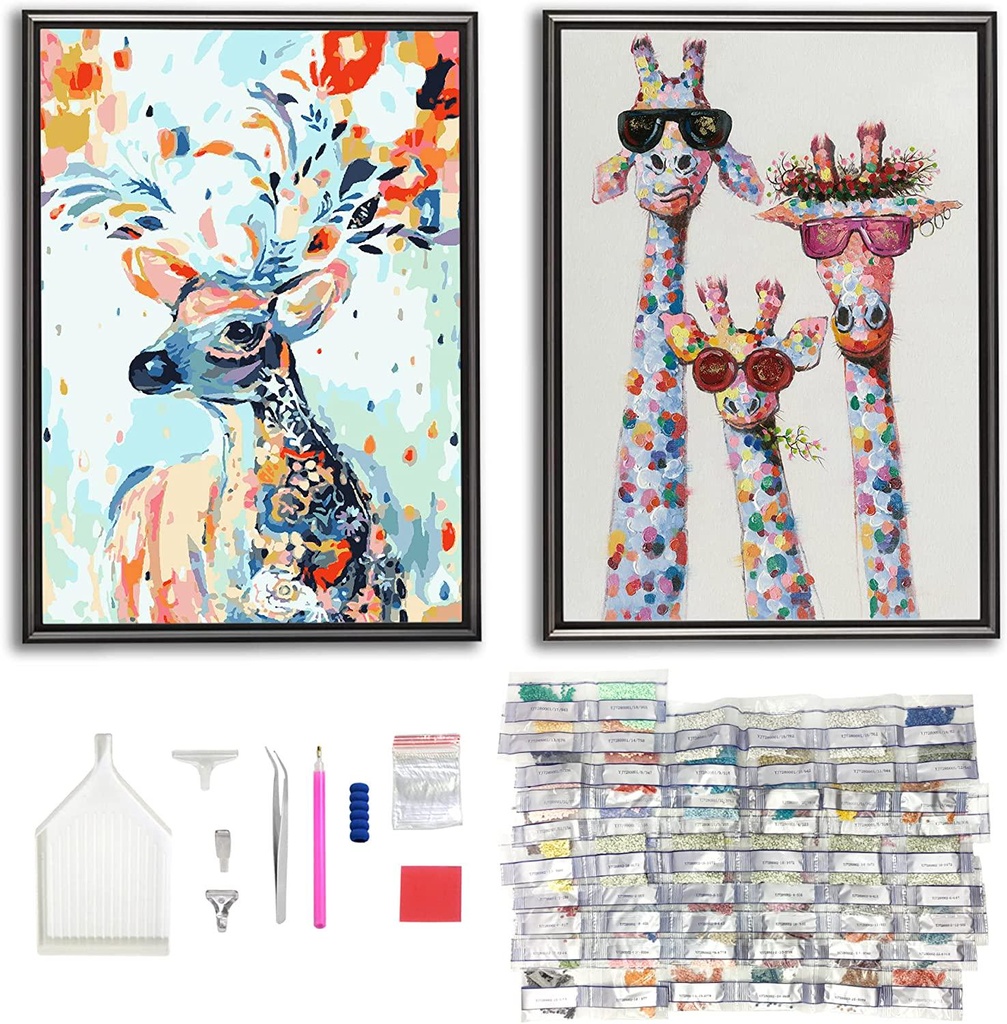 Keenchy Customized 5D Diamond Painting Full-Drill Rhinestone Artwork, DIY Craft Kit for Kids, High-Quality Crystal Art Home Decoration, Perfect Gift Idea for Adults and Children - 2 Sets (30 x 40 cm)