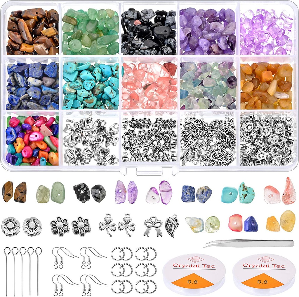 DoreenBow Irregular Chips Stone Beads for Jewelry Making ,Natural Gemstone Beads Kit with Earring Hooks for DIY Jewelry Necklace Bracelet Earring Making Supplies