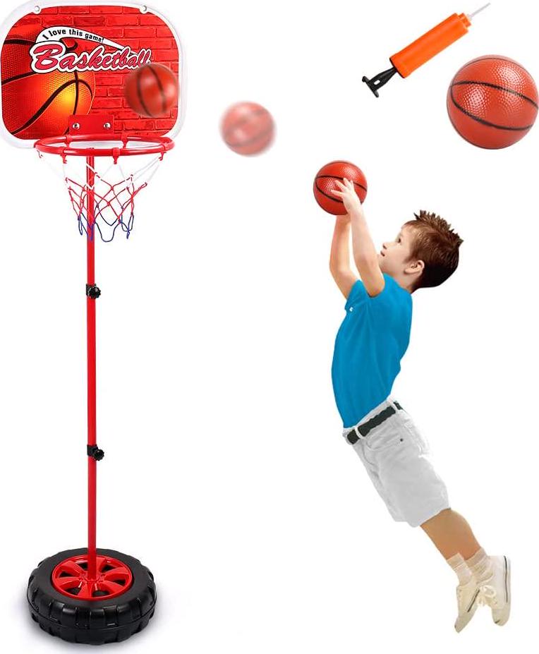 Aomola Basketball Hoop Stand Set Height Adjustable Mini Basketball Goal Indoor Toys,Portable Basketball Shooting Training Game Outdoor Play Sport Toys with Ball Net and Pump for Kids Boys and Girls