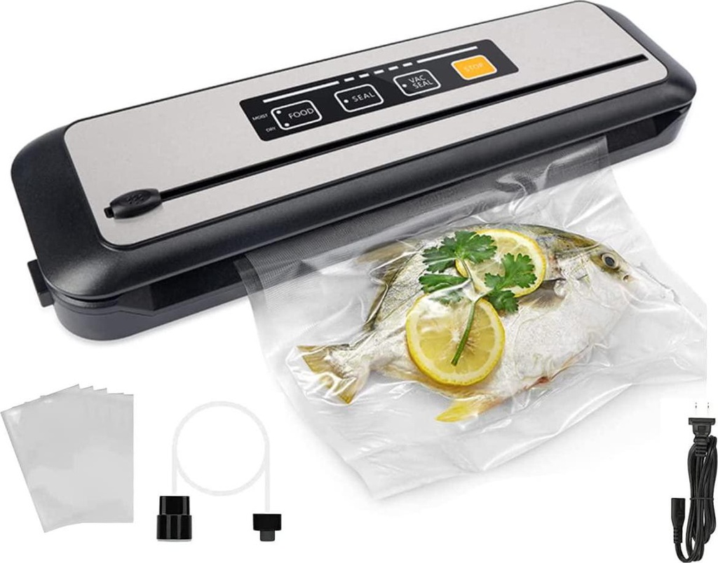 FINENESS Vacuum Sealer Machine with 10pcs Vacuum Storage Bags, Vacuum Seal Dry Bags Food, Waterproof Freezer Storage Bags, Automatic Vacuum Sealer Machine Food Saver Bags, Small Kitchen Appliances, Kitchen Storage and Organisation