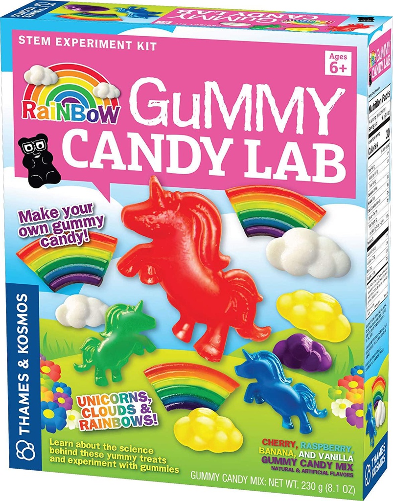 Thames and Kosmos Rainbow Gummy Candy Lab - Unicorns, Clouds and Rainbows! Sweet Science STEM Experiment Kit, Make Your Own Gummy Candies in Cool Shapes and Colors