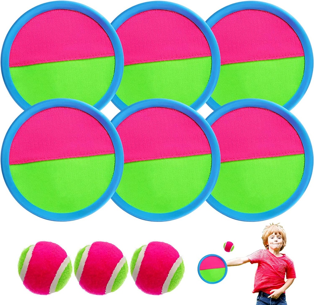 OJYUDD Toss and Catch Ball Set,Beach Games for Kids with 6 Paddles 3 Balls,Sticky Ball Catch Game Outdoor Toys for Kids/Family Boys and Girls