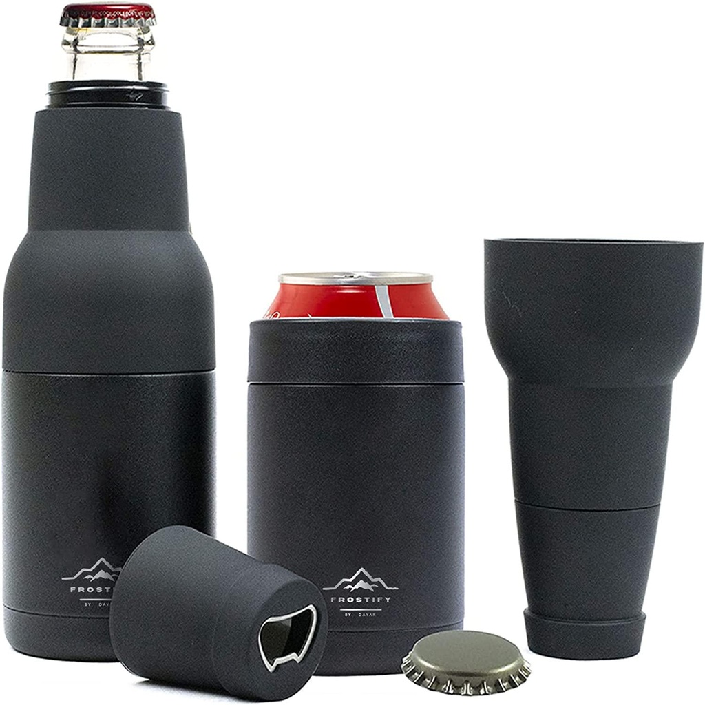 Frostify | Premium Insulated Can and Bottle Cooler/Stubby Holder with Detachable Opener (Without Tag Line)