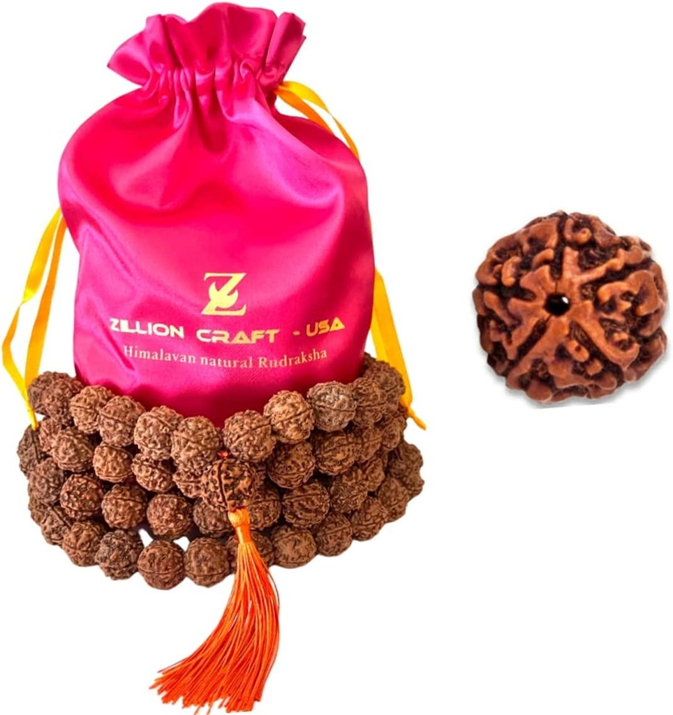 Himalayan Organic Rudraksha Mala with Bigger Size 16-18 MM and 108 +1 Prayer Guru Beads. Grown up in high Himalaya of Nepal Without Chemical,Wax and Color Treatment Good for Puja,Yoga, Meditation.