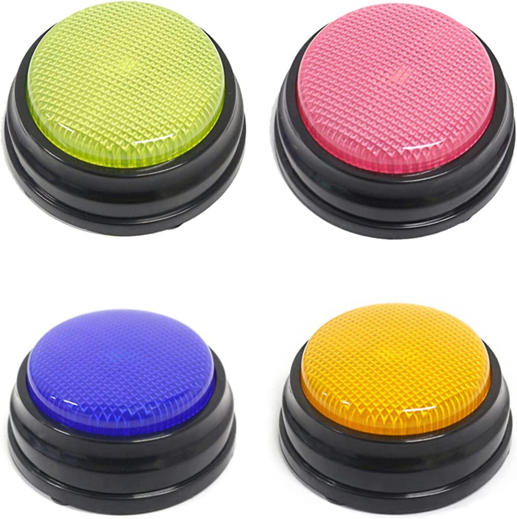 Decdeal Recordable Talking Button with Led Function, Learning Recording Sound Button Answer Buzzers, Orange+Blue+Green+Pink