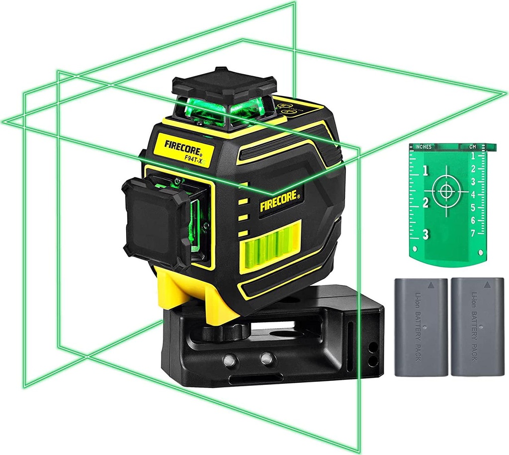 Firecore 3 X 360°Laser Level, 165ft /50m Green Self-Leveling Three-Plane Leveling and Alignment Line Laser Tool with Pulse Mode,Smart Charging Technology IP65 Waterproof, Dustproof, and Shockproof 2 Rechargeable Lithium Batteries,Magnetic Pivoting
