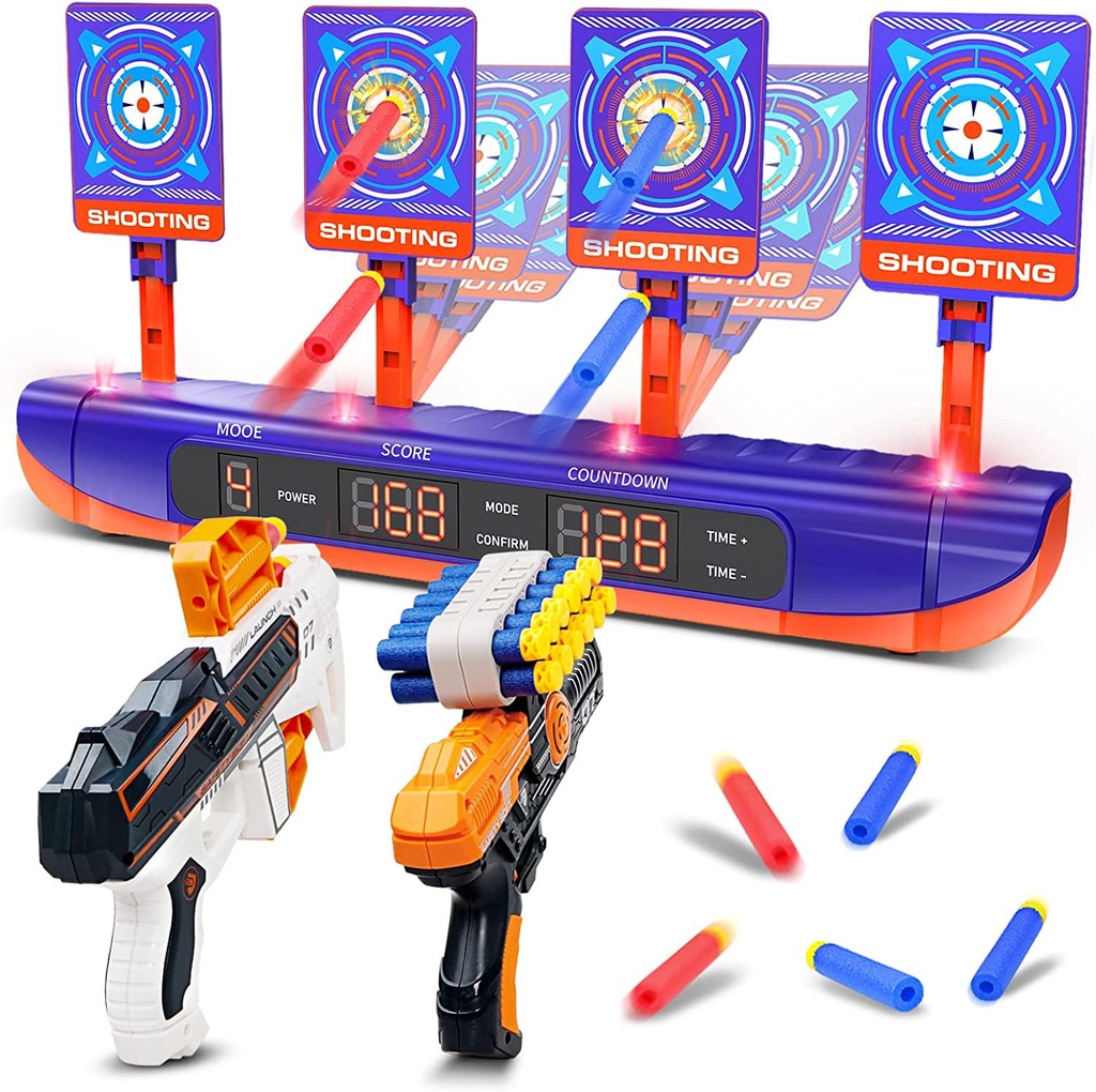Toy Guns,Shooting Game Toys for 4-5 6-12 Year Old Boys,Digital Shooting Targets Fit for Nerf Gun,Auto Reset Electronic Scoring Target,Christmas Birthday Gifts for Age 6 7 8 9 10 11 12+ Boy Girl Kids