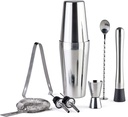 ACCOUTREMENT AUSTRALIA Cocktail Set 9 Pcs Professional Cocktail Shaker Set Bartender Kit with Shaker, Strainer, Muddler, Jigger, Spoon, Tongs, Pourers Premium Stainless Steel Cocktail Kit Complete Bartending Kit