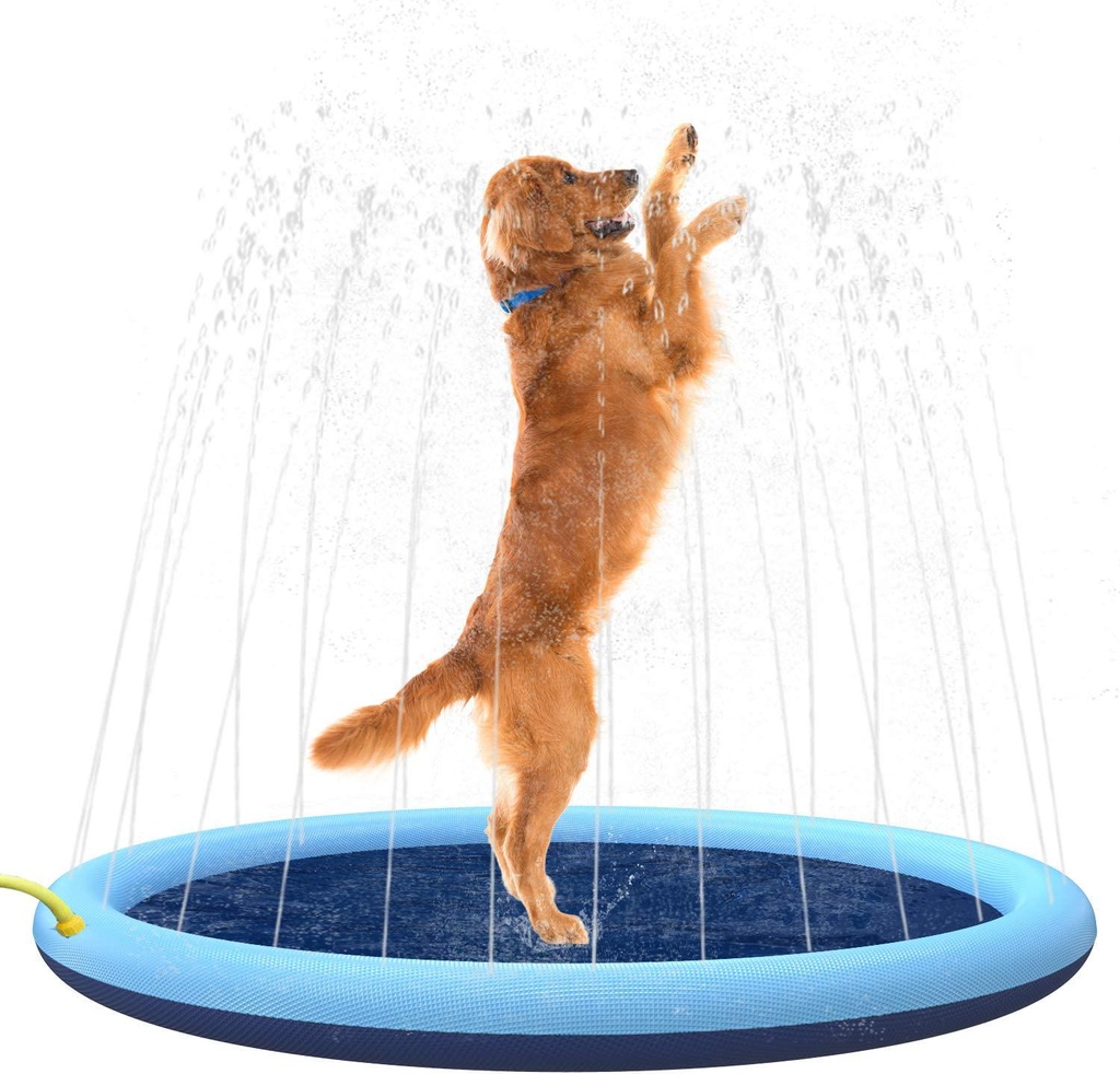 Flyboo Splash Sprinkler Pad for Dogs Kids,67 Thicken Dog Pool with Sprinkler,Pet Outdoor Play Water Mat Toys for Dogs Cats and Kiddie