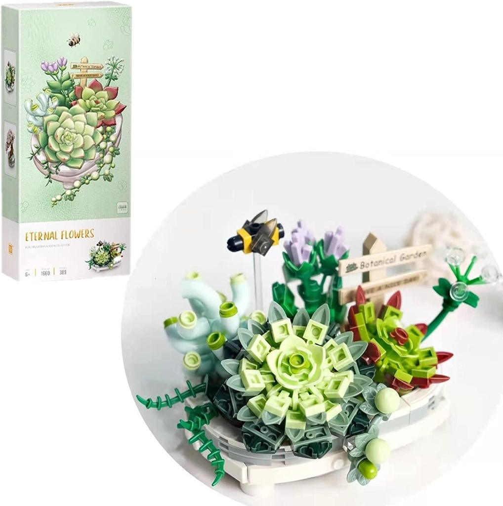 GP&Home MOC 389Pcs Plant Series Mini Bricks Model, Creative DIY Simulation Mini Building Blocks Bonsai Construction Building Toy for Kids Teen and Adults (Not Compatible with Standard Bricks)