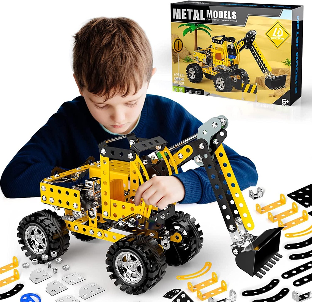 Lucky Doug Construction Toys Bulldozer Model Set - 256 Pieces Building STEM Project Toys for Kids Boys Ages 8-12 and Order, Building Assembly Science Educational Set Gifts for Model Bulldozer Fans