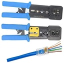 UbiGear All-in-One Crimper for Pass-Through/EZ/Legacy RJ11/RJ12/RJ45 connectors Professional Performance Cutter Stripper CAT3/CAT5e/CAT6 Network Cable UTP/STP Wire Crimping Tool