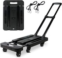 Folding Hand Truck- Folding Trolley Platform Cart-360° Rotating Wheel-for Luggage, Travel, Shopping, Auto, Moving and Office Use (Black 6)