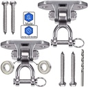 9M 2Sets Stainless Steel 304 Heavy Duty Hanger Playground Porch Swing Sandbag Yoga Chair Hammock Cradle Wooden Indoor Outdoor 180° Wobble 800 LB Capacity Installation Screws Drills Installation Guide