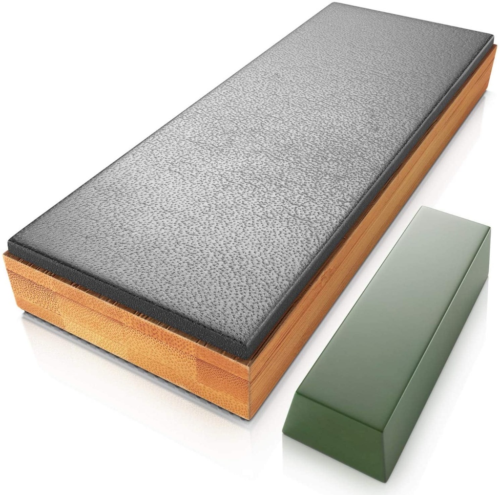 Sharp Pebble Classic Leather Strop Kit with Polishing Compound- Knife Stropping Block for Sharpening & Honing- Knives, Straight Razor, Woodcarving Chisels - with Ebook