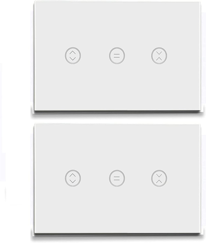 Useelink Wifi Smart Wall Curtain Switch,Glass Touch Panel,Compatiable with Ios/Android,Compatible with Alexa, Google Assistant, No Hub Required,White 2 Pack