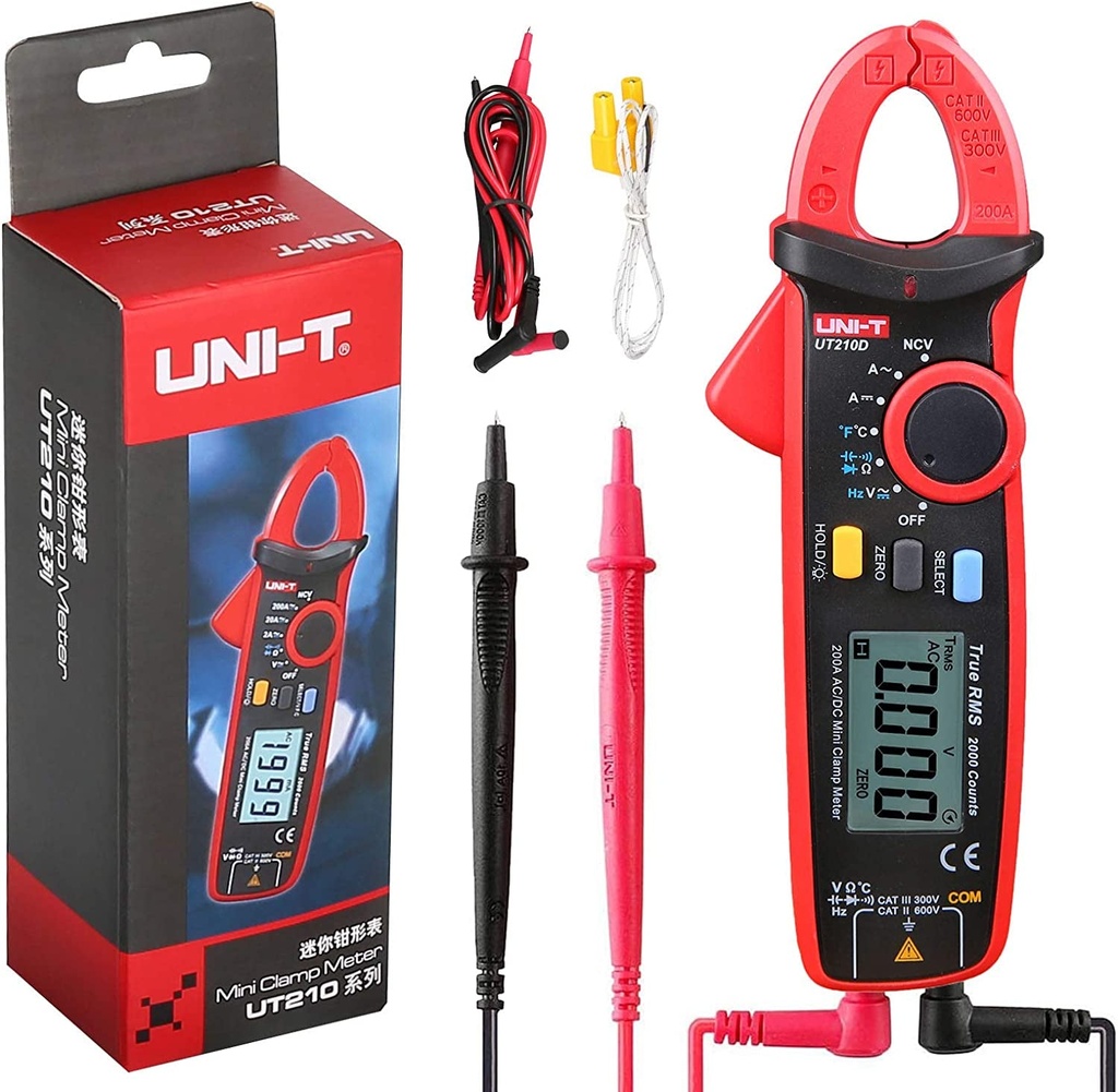 UNI-T UT210D Digital Clamp Meter AC/DC Current Voltage Resistance Capacitance Temperature Multimeter Auto Range