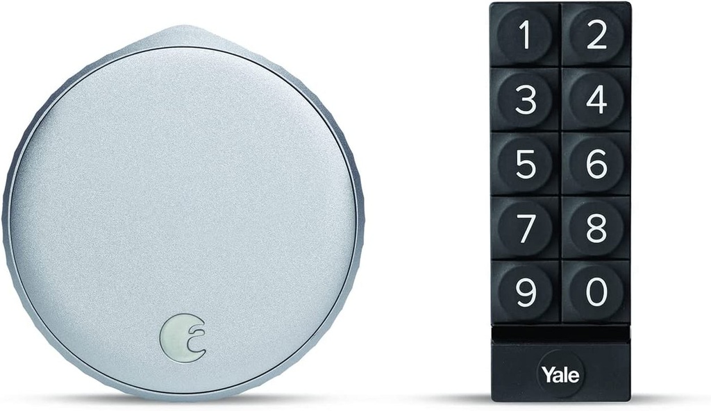 August Home Wi-Fi Smart Lock + Smart Keypad, Silver - Add Key-Free Access to Your Home - Great for Guests and Vacation Rentals