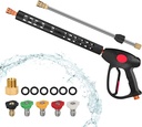 Koreal Pressure Washer Gun Black Car Wash Gun with Replacement Extension Wand, M22 15Mm or M22 14Mm Fitting, 5 Nozzle Tips, 40 Inch, 4000 PSI