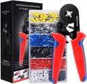 Ferrule Crimping Tool Kit, Preciva AWG23-7 Self-Adjustable Ratchet Wire Crimping Tool Kit Crimper Plier Set with 1200PCS Wire Terminals Crimping Connectors Wire End Ferrules