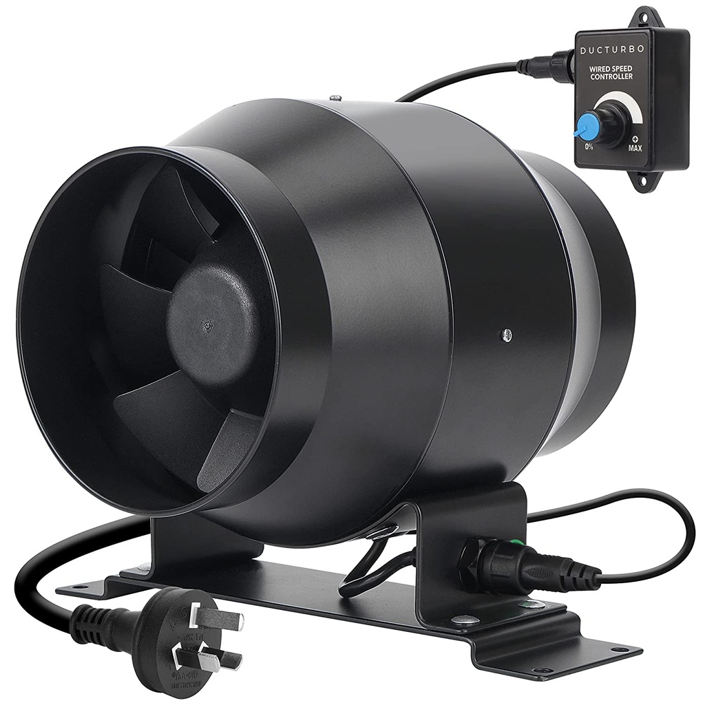 DUCTURBO 4 Inch Inline Duct Fans, 160 CFM Ventilation Exhaust Fan Ideal for Indoor Heating Cooling Transfer or Grow Tents Air Boosting, with Variable Speed Controller