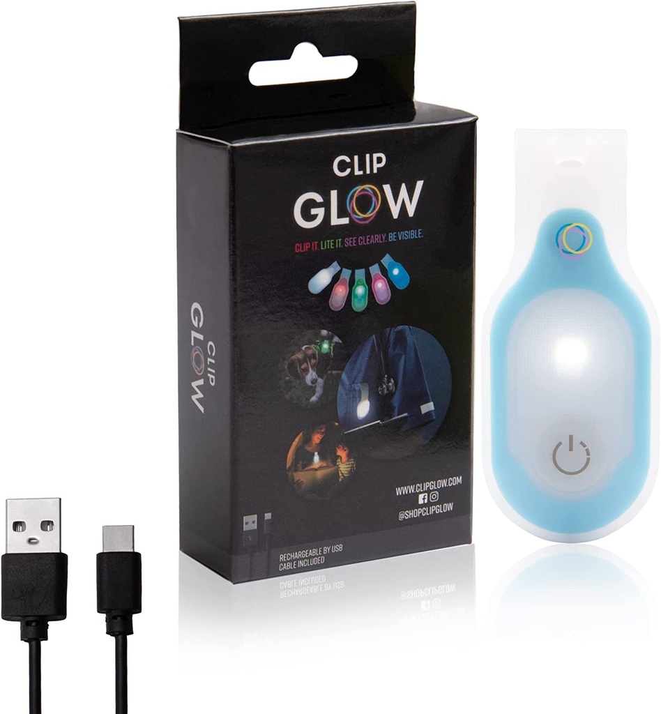 Clipglow Rechargeable Night Light Nurse Nightshift Hands Free Lightweight Emergency Flashlight for Walking Running Pets Outdoors (Blue)