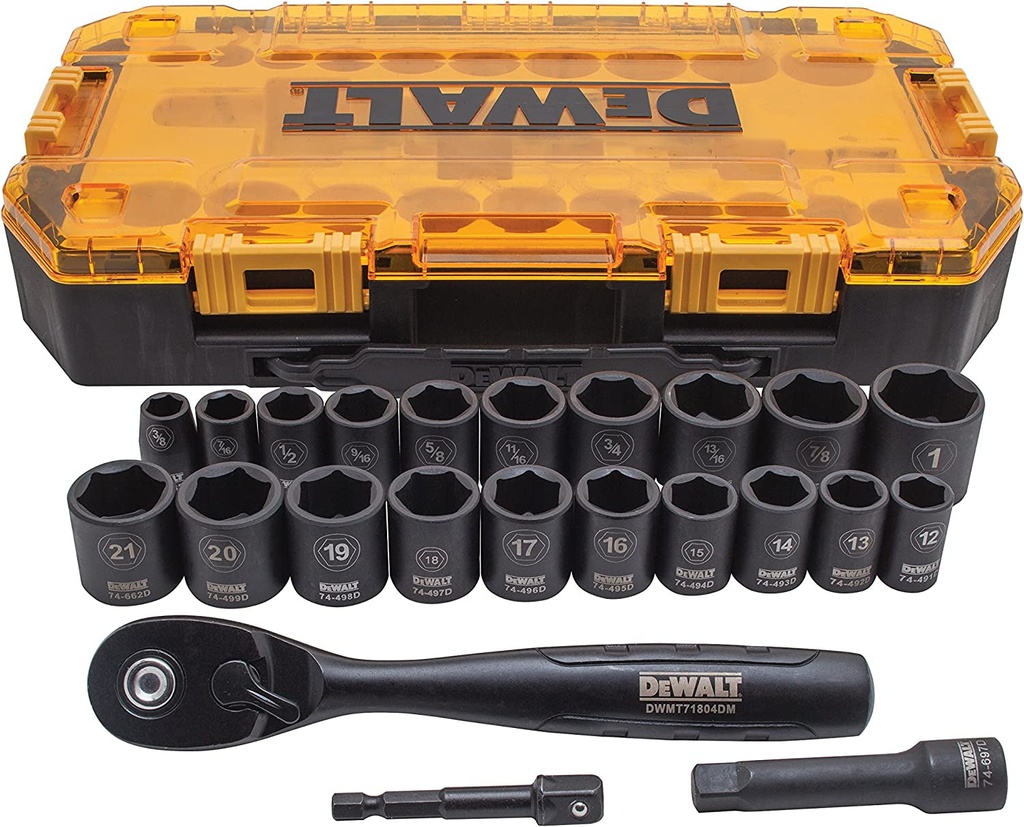 DEWALT Impact Socket Set, 23-Piece, 3/8" Drive Metric/Sae (DWMT74738)