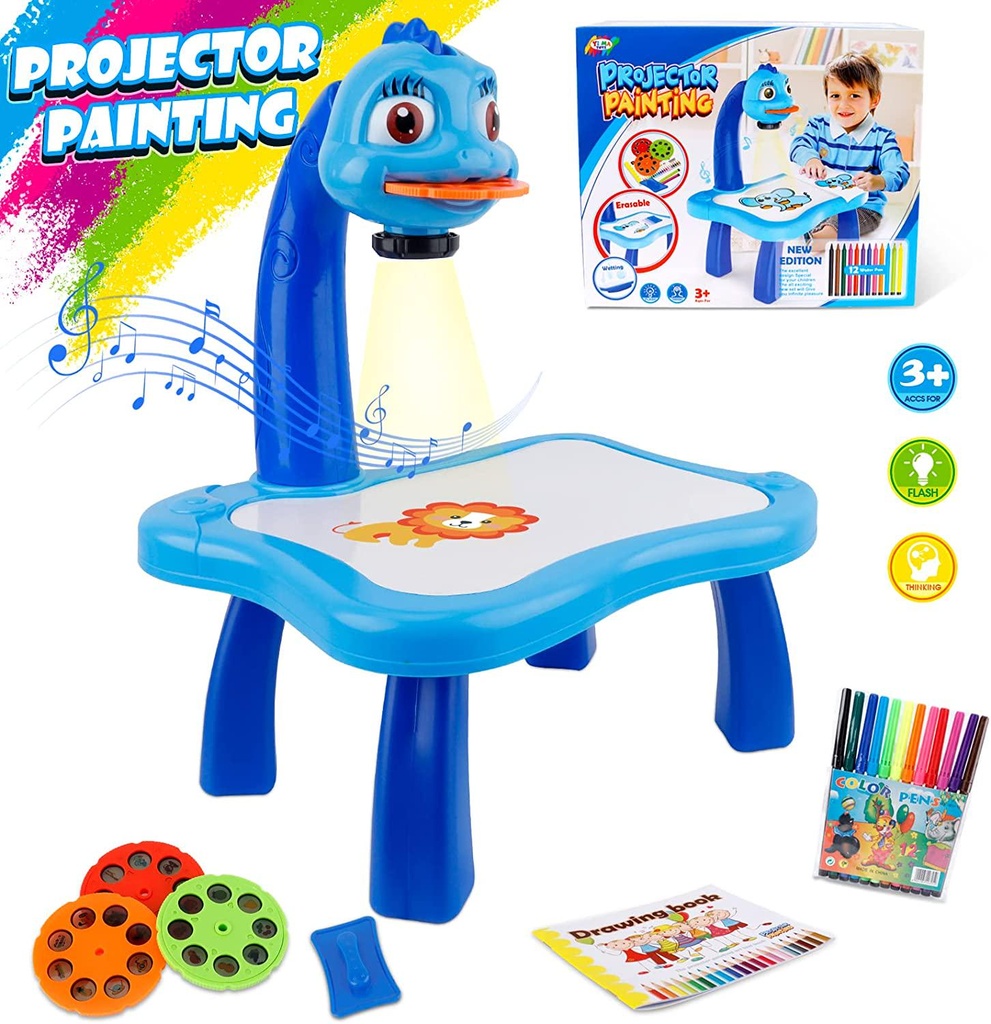 KETIEE Drawing Projector Table for Kids, Trace and Draw Projector Toy, Childrens Projector Painting Table Board Set, Educational Drawing Toys for Kids Boys Girls Age 3+ (Blue)