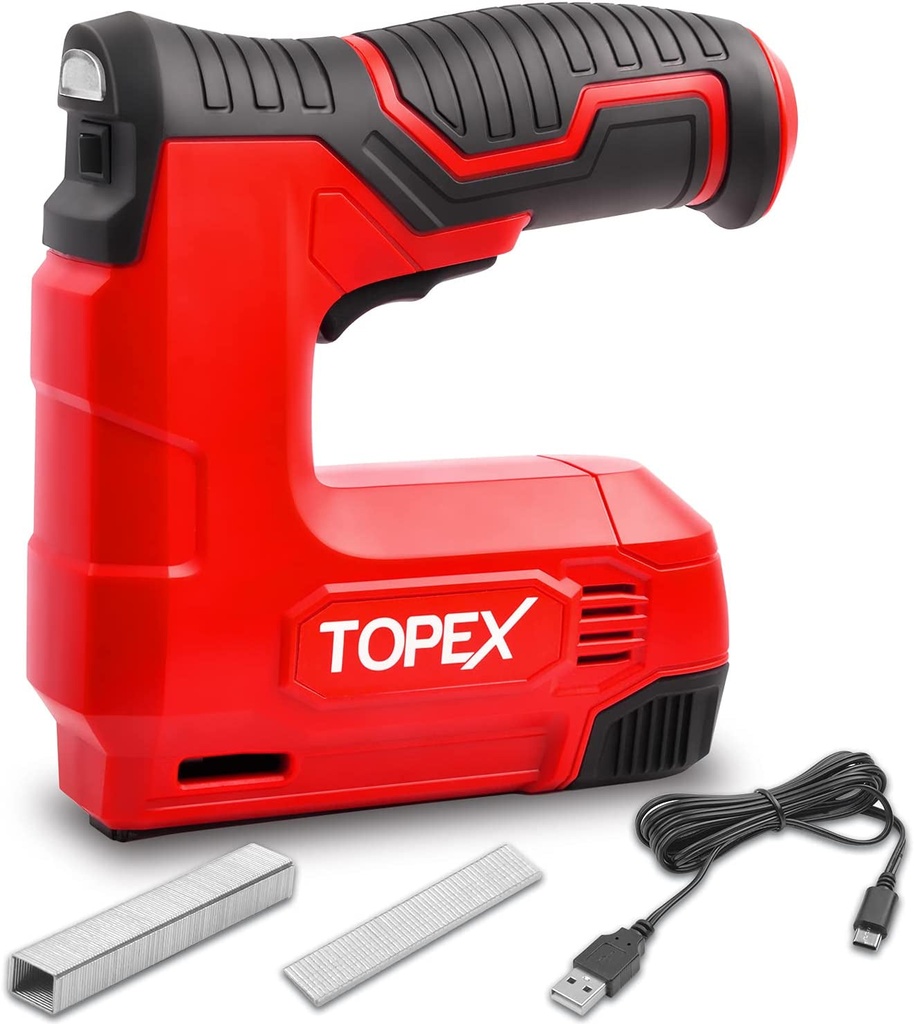 TOPEX 4V Max 2 in 1 Cordless Staple Gun Kit Electric Stapler Lithium W/ 1K Nails+1Kstaples Staple Gun for Upholstery Professional and DIY Projects
