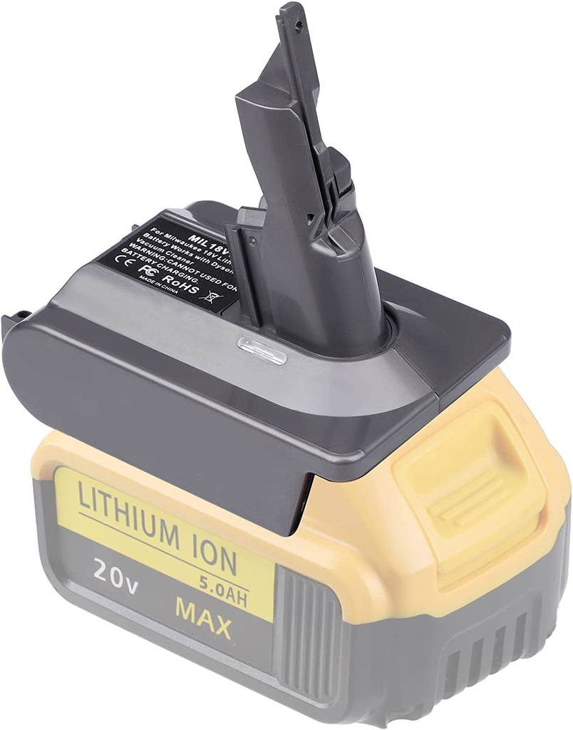 DW20V7 Adapter for Dewalt 20V 18V Battery Works for Dyson V7 Vacuum Cleaner 21.6V DC62 DC58 DC59 DC61 DC72 SV03 SV05 SV06 SV07 SV09, for Dewalt Batteries DCB200 DCB205 DCV580 Dcb204(Only Adapter)