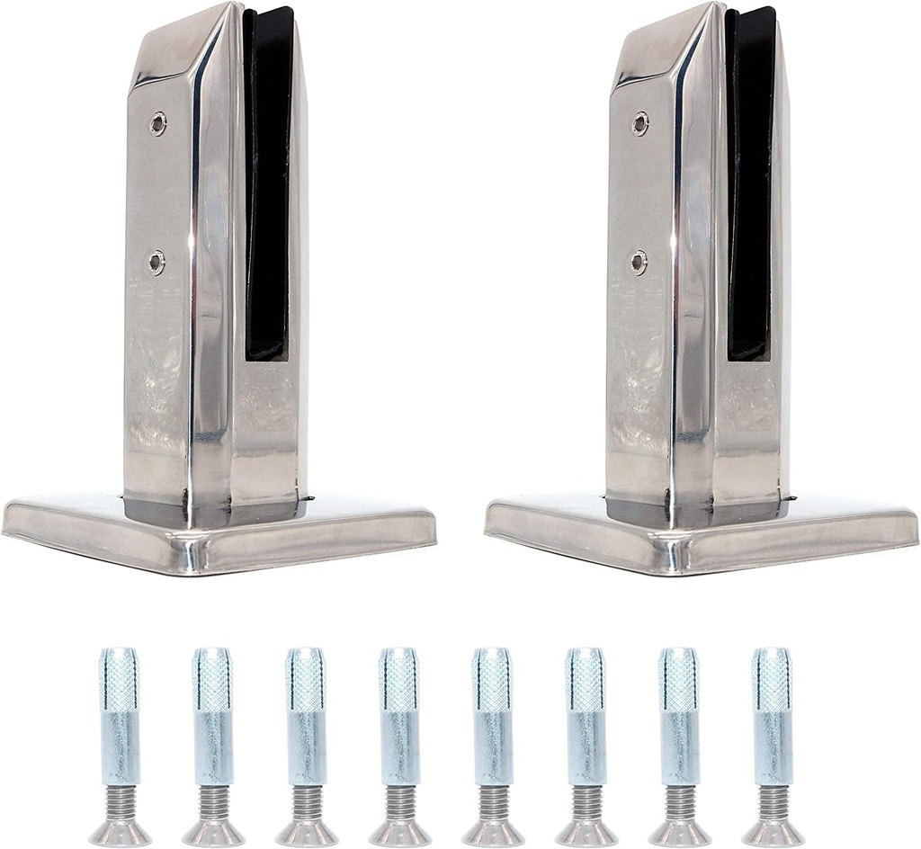 Set of 2 NUZAMAS 304 Stainless Steel Glass Panel Posts, Square, Swimming Pool Fence, Garden, Balcony Fencing Clamp, round Spigot Balustrade Post, Bracket, Floor Mounted