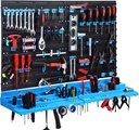 Wall Mount Tool Rack Organizer Garage Hardware with 50 Tool Holders 2 Peg Boards 2 Shelves GIANTZ