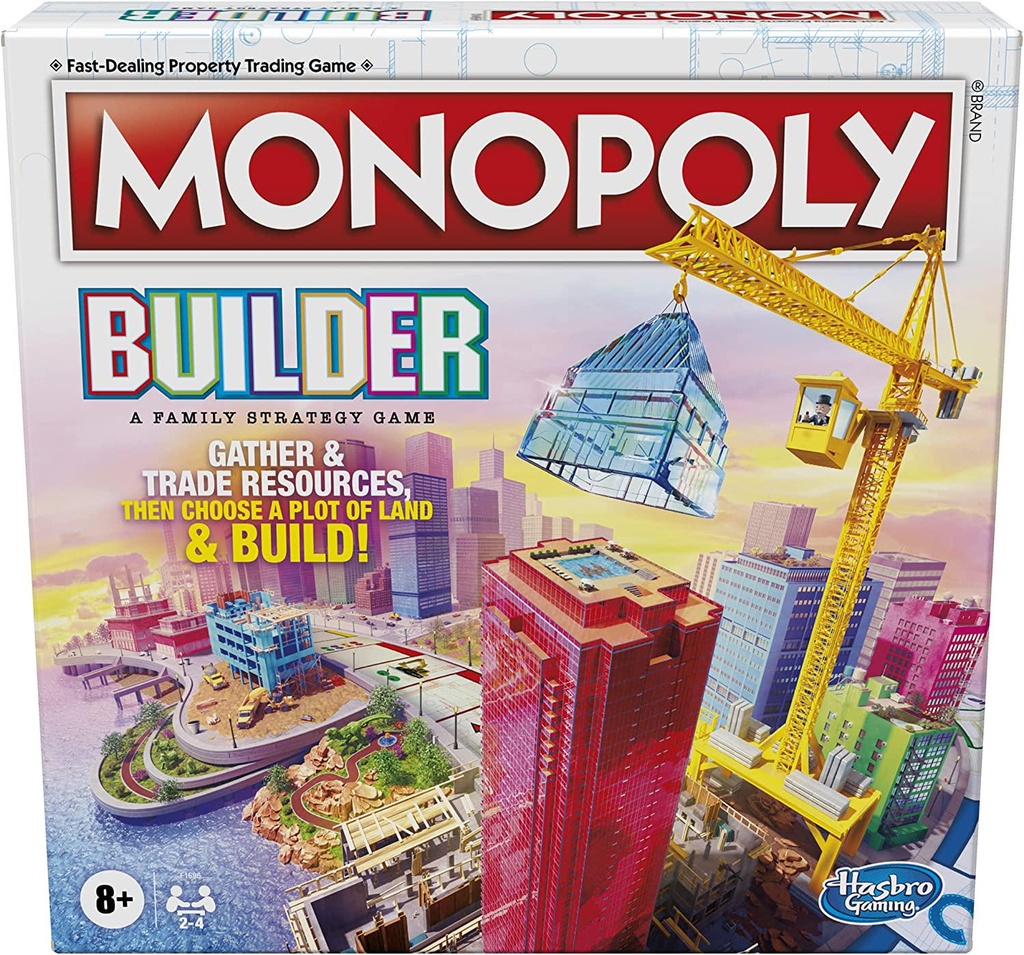 Monopoly - Builder - Strategy Table Top Board Game - Physically Stack Buildings with Builder's Blocks - 2-4 Players - Kids Toys and Family Board Games - Boys and Girls - F1696 - Ages 8+