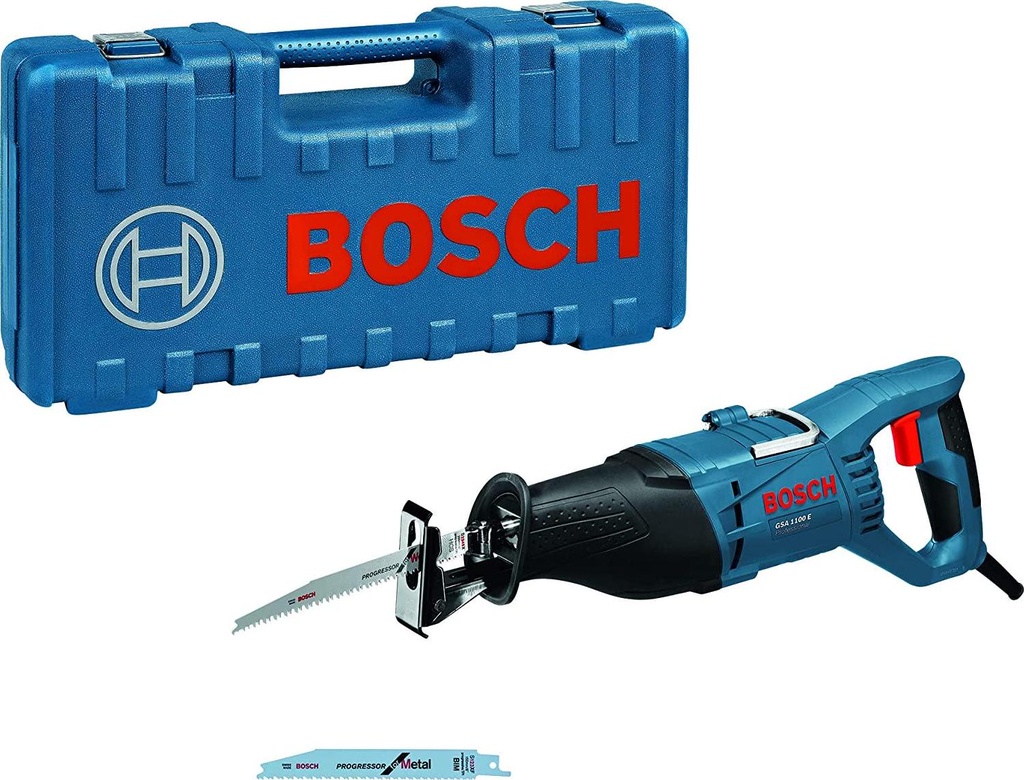 Bosch Professional Reciprocating Saw GSA 1100 E (240V, 1.100W, incl. 1 x reciprocating saw blade S 2345 X, 1 x reciprocating saw blade S 123 XF, in Carrying case)