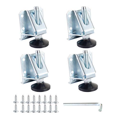 POWERTEC POWERTEC 71136 Heavy Duty Leg Leveler Kit | 4 Pack | Leveler Legs with Installation Screws and Lock Nuts for Cabinets Furniture Shelves Tables, 71136
