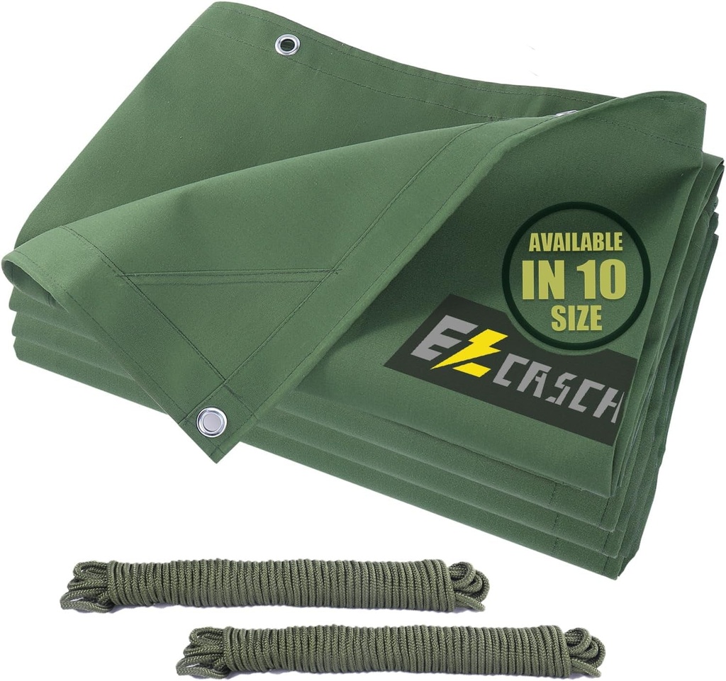 20’X30’ Canvas Tarp Heavy Duty Water Resistant Tarpaulins with Aluminum Grommets,Uv Resistant, 22Mil Multipurpose Drop Cloth, 14Oz Cover Sheet for Outdoor and Indoor Use with Ropes Green