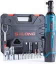 Cordless Electric Ratchet Wrench Set, 3/8" 400 RPM 12V Power Electric Ratchet Driver with 12 Sockets, Two 2000Mah Lithium-Ion Batteries and 60-Min Fast Charge