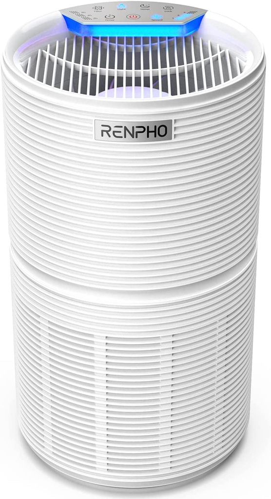 Air Purifier for Home, 5-Stage Filtration, True HEPA & Activated Carbon Filter, Compact Quiet Air Cleaner, 3 Timers, Child Lock, Night Light, Removes 99.97% of Allergies Smoke Pollen Pet Dander