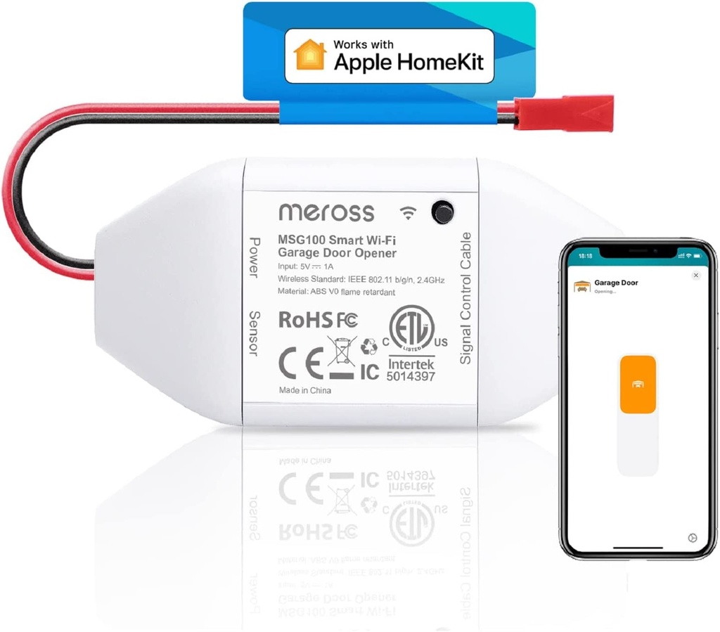 Smart Garage Door Opener Remote, Compatible with Apple Homekit, Amazon Alexa, Google Assistant, Smartthings, Multiple Notification Modes, No Hub Needed