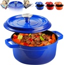 Billord Enameled Cast Iron Dutch Oven 5.5-Quart, Enamel Cast Iron Pot with Lid and Pot Holders, Blue