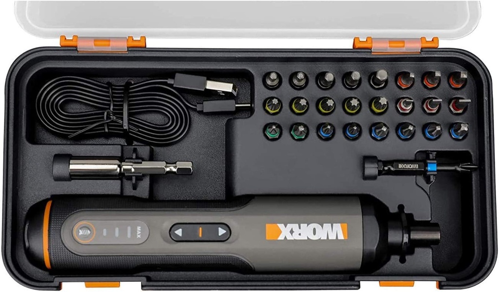 4V Cordless Screwdriver with 24 Piece Kit, Black WX240