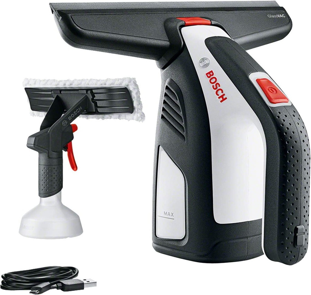 Bosch Glassvac Cordless Window Vac Solo plus (Window Vac + 266 Mm Blade Head and Spray Applicator with Microfibre Cloth)