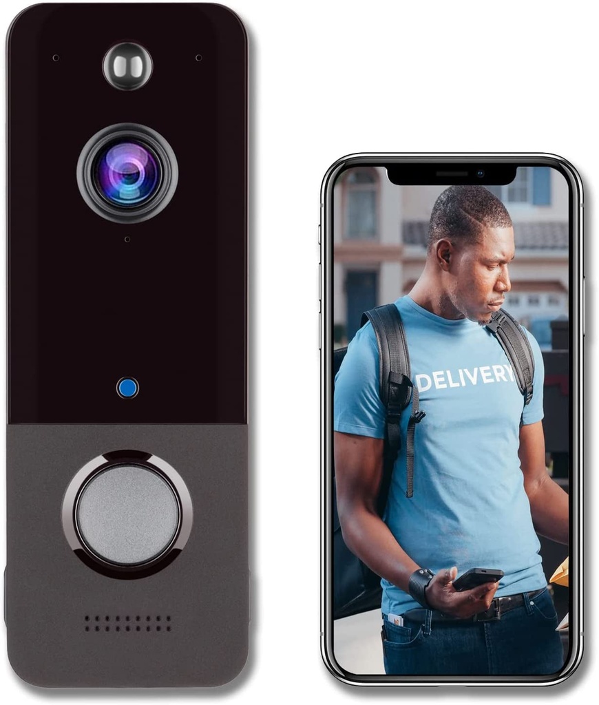 Video Doorbell Wireless,Doorbell Camera with Free Cloud Storage,Human Motion Detection, Real Time,2-Way Audio, Night Vision, IP65, 166°Wide Angle (Doorbell Camera)