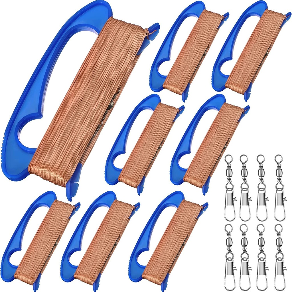 Chivao 8 Pack Kite Handle Kite Spool Kite Reel Winder Grip with 8 Line Connector 330 ft Line for Each Spool Kite Line Accessory for Outdoor Kites