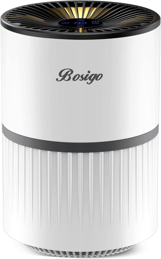Air Purifier for Home Bedroom, 4-In-1 True HEPA & Activated Carbon Filter, Quiet Sleep Mode with Night Light, Multiple Fan Speed, Filter Change Reminder, Removes Dust, Smoke, Pollen, Pet Dander, Allergy Particles