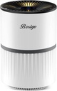 Air Purifier for Home Bedroom, 4-In-1 True HEPA & Activated Carbon Filter, Quiet Sleep Mode with Night Light, Multiple Fan Speed, Filter Change Reminder, Removes Dust, Smoke, Pollen, Pet Dander, Allergy Particles