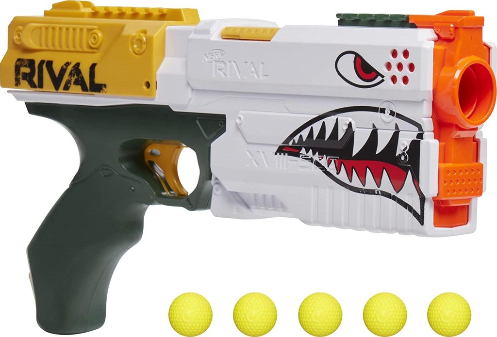NERF Rival Kronos XVIII-500 Blaster, Breech-Load, 5 Rival Rounds, Spring Action, 90 FPS Velocity, White Color Design ( Exclusive), (F4729)