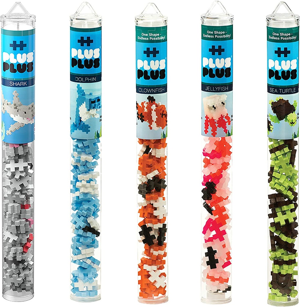 PLUS PLUS - Ocean 5 Piece Playset Bundle, 70 pc Tubes - Construction Building Stem / Steam Toy, Interlocking Mini Puzzle Blocks for Kids