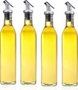 InMalla Glass Olive Oil Bottle Dispenser with Labels, 4 Pack 500ml Olive Leakproof Oil Carafe Decanter for Kitchen Home